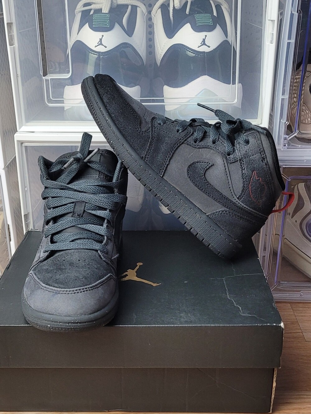 Little Kid's Jordan 1 Mid SE Craft DK Smoke Grey/Black (FQ7754 001)
